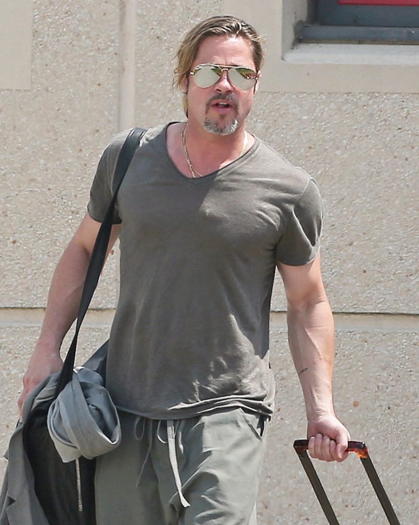 exclusive - brad pitt arrives in france to prepare for wedding