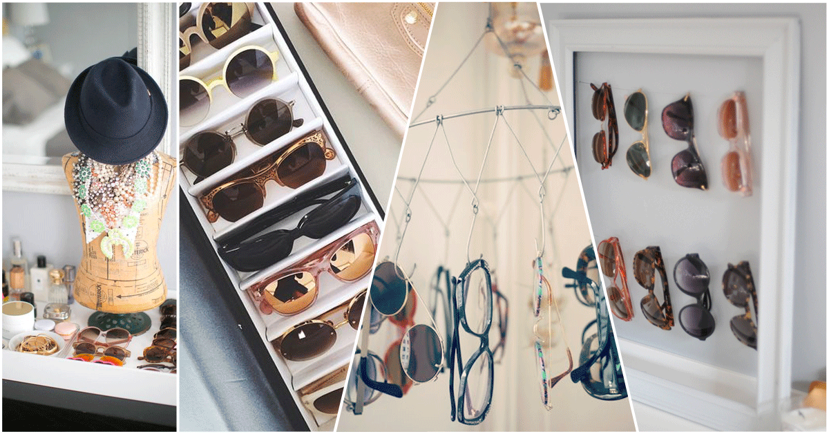 Procase Boîte à Lunettes De Soleil Et Vue - Vitrine En Verre Antichoc, Rangement Organisé 18 Compartiments