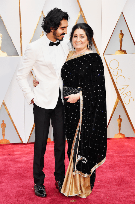 oscars-2017-live-best-dressed-red-carpet-rode-loper-koppels-Dev-Patel-Anita-Patel