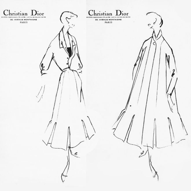 Croquis "bonne étoile" de la collection printemps-été 1952 de Dior