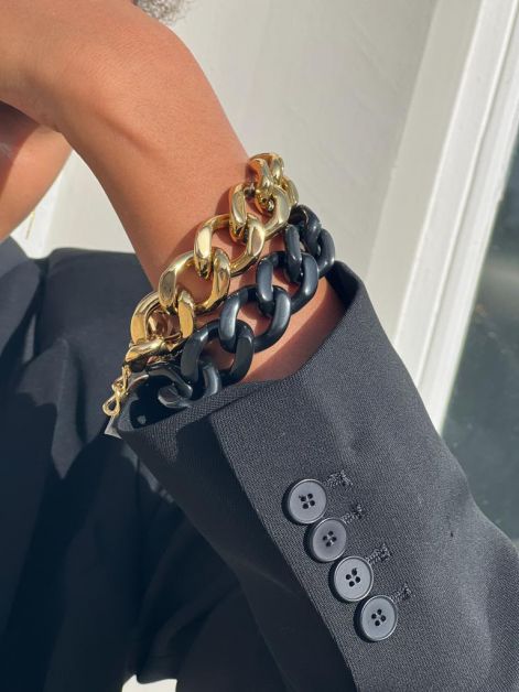 Deux bracelet chaîne XL doré et noir