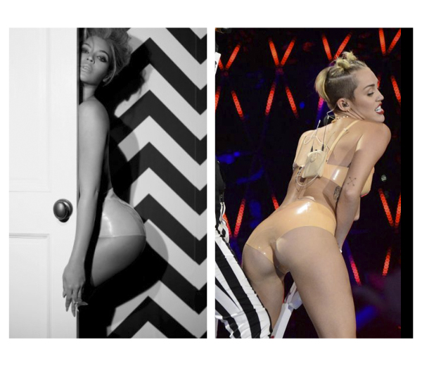 Beyoncé kopieert Miley Cyrus’ VMA latex ondergoed