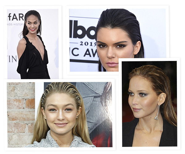 wet hair look collage