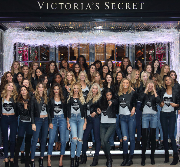 LONDON, ENGLAND - DECEMBER 01:  Models attend the photocall for the Victoria's Secret Angels ahead of the annual fashion show at Victoria's Secret New Bond Street on December 1, 2014 in London, England.  (Photo by Mike Marsland/WireImage)