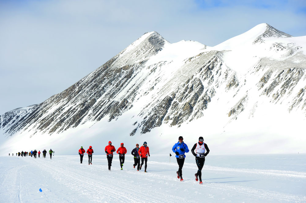 © Licensed to London News Pictures. 21/11/2014. Antarctic Ice Marathon takes place at Union Glacier base 650 miles away from the South Pole. The race was won by Marc deKeyser, Belgium in a time of 4.12.21 hours. There were 47 runners from all over the glob . Photo credit : Mike King/LNP