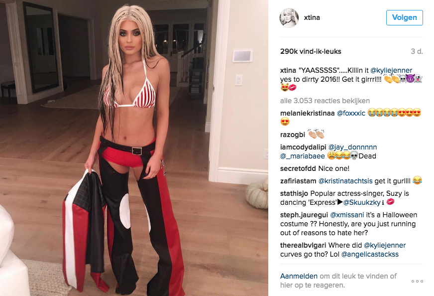 Kylie Jenner Dirrty Christina Aguilera Dirty kostuum chaps leren broek Instagram Halloween