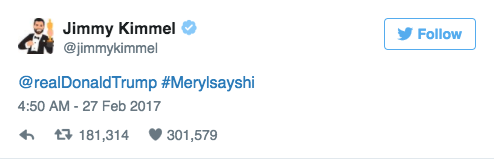 Oscars 2017 Jimmy Kimmel Tweet Trump 2