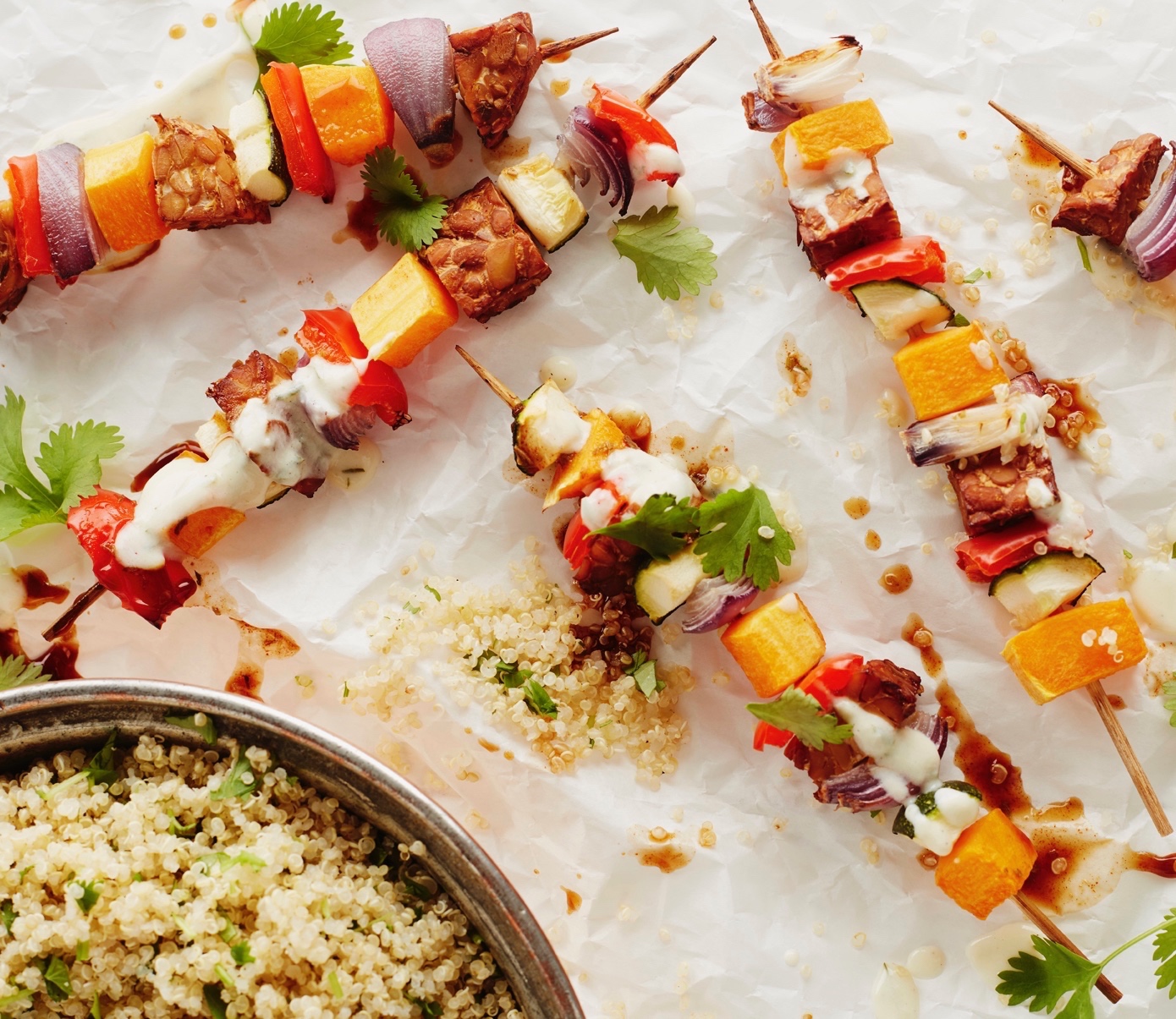 Groentebrochettes met Mexicaanse Quinoa