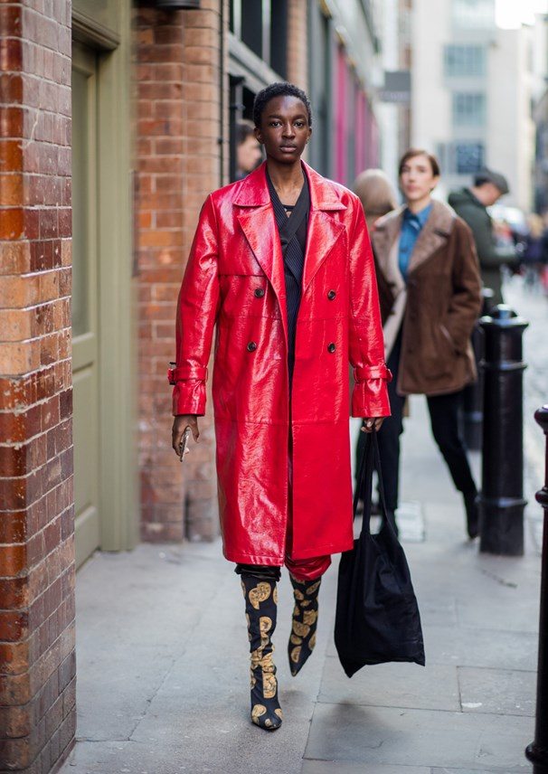 londen, modeweek, fashion week, rood, trend, streetstyle, outfit, look, inspiratie, 2018