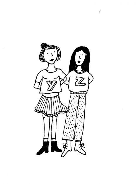 keuzestress, meisjes, illustratie