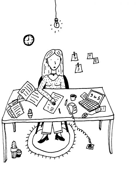 keuzestress, meisje, illustratie