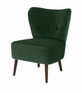 Charley Fauteuil, pine green velvet, walnoothouten poten