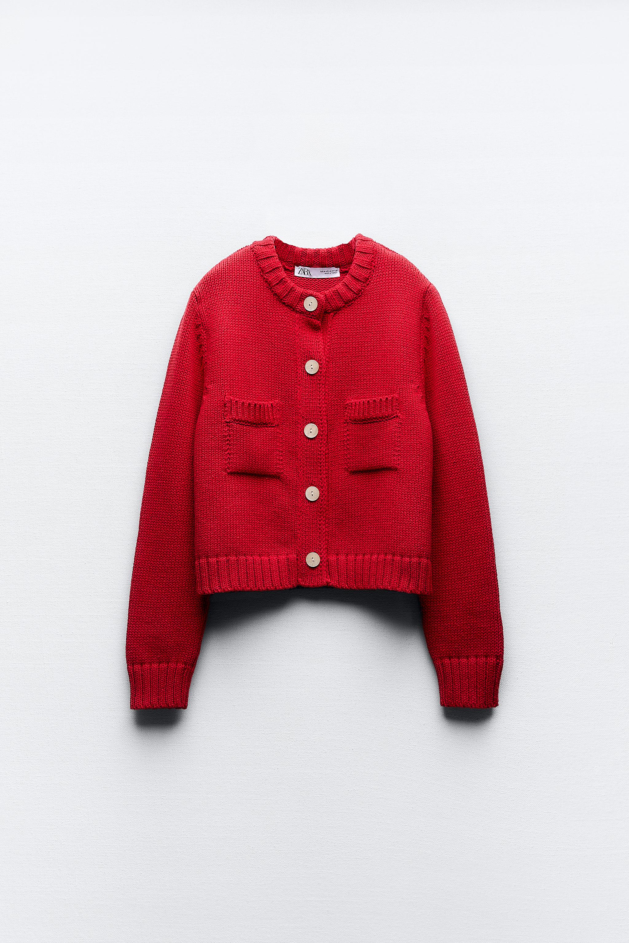 Rode tricot cardigan