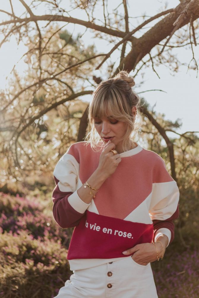 orta store la vie en rose sweater think pink