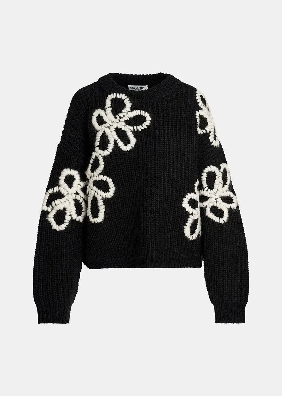 Gebreide zwarte sweater