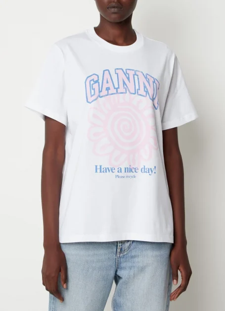 T-shirt met logoprint, Ganni, De Bijenkorf, €110