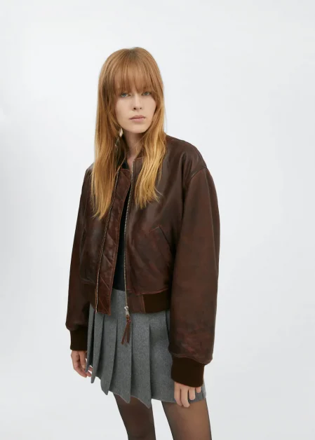 100% leren bomberjack, Mango, โฌ279,99
