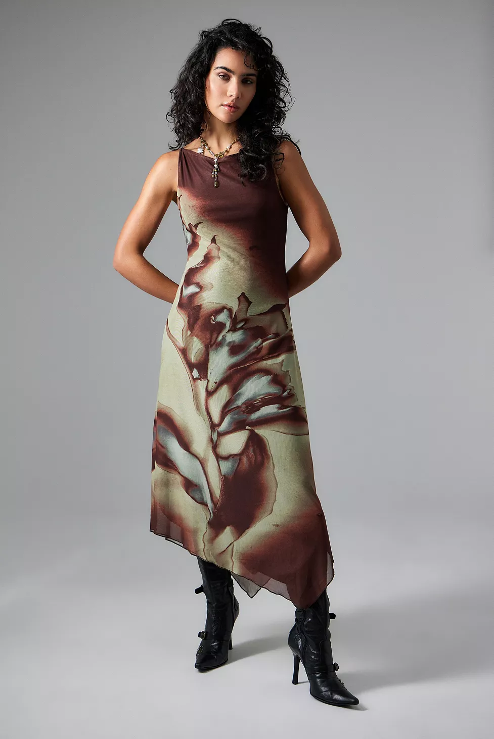 Maxi jurk met rozenprint