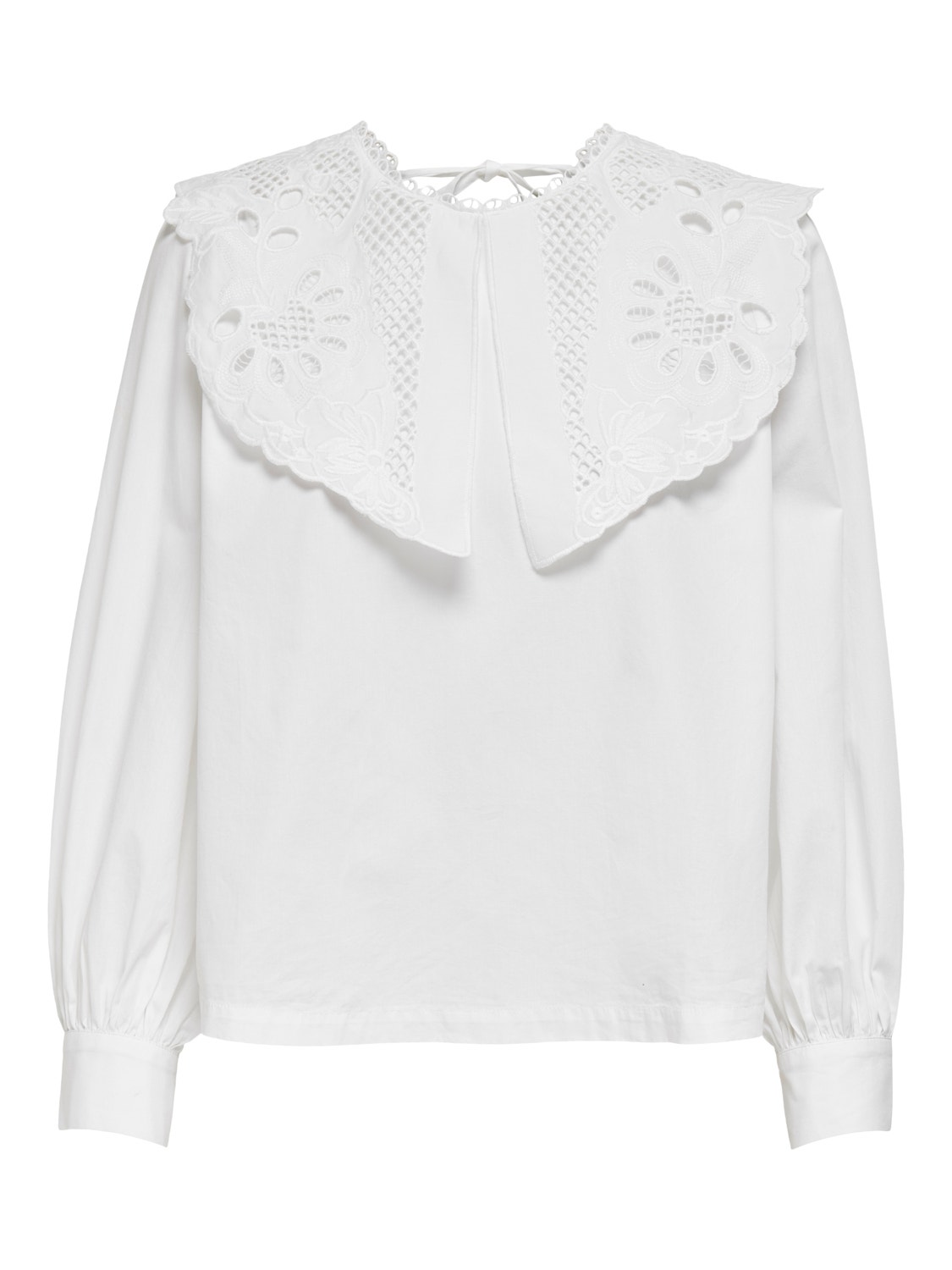 Witte blouse met kanten kraag