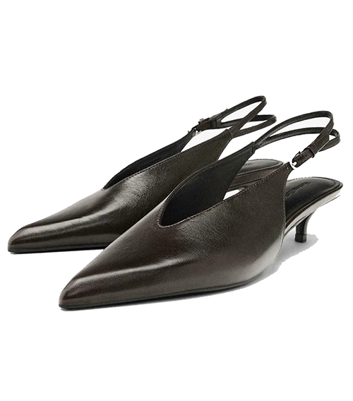 Donkerbruine pumps micro kitten heels