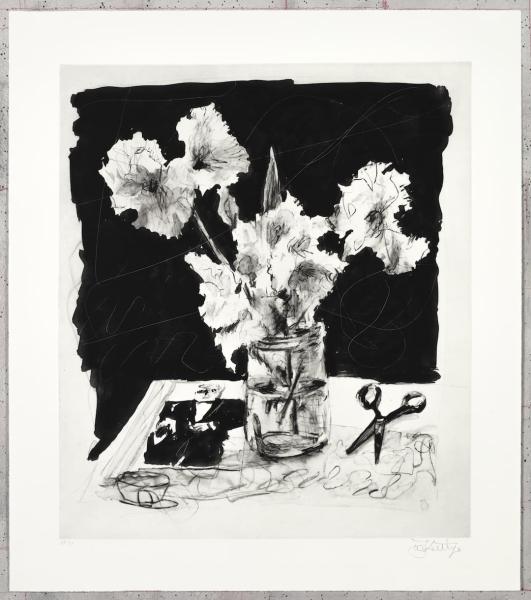 William Kentridge, Beckmann's Self-Portrait with Jam Jar and Scissors, 2022